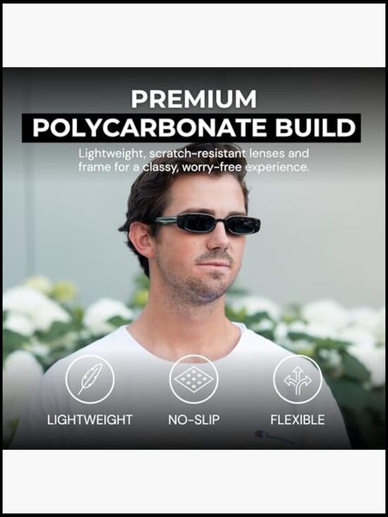 Polycarbonate Rectangular Sunglasses UV400 Protection Retro Frame